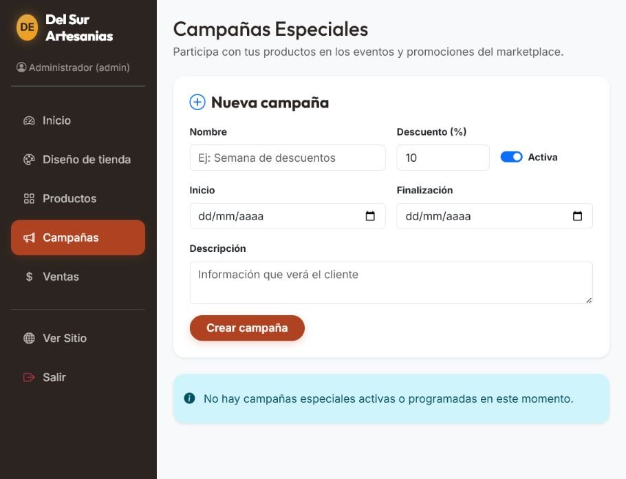 Pantalla para crear campañas y descuentos